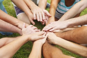 Human hands showing unity